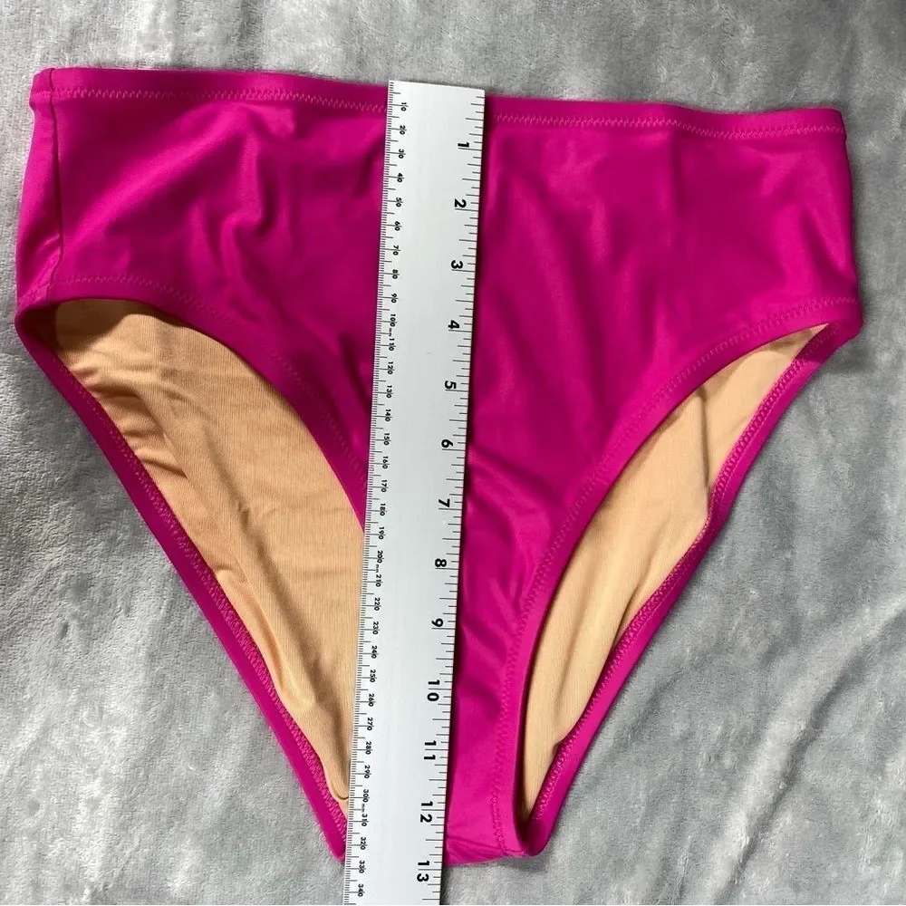 NEW J. Crew Hallie Bikini Bottom High Waist Size M Pink Radiant Fuchsia